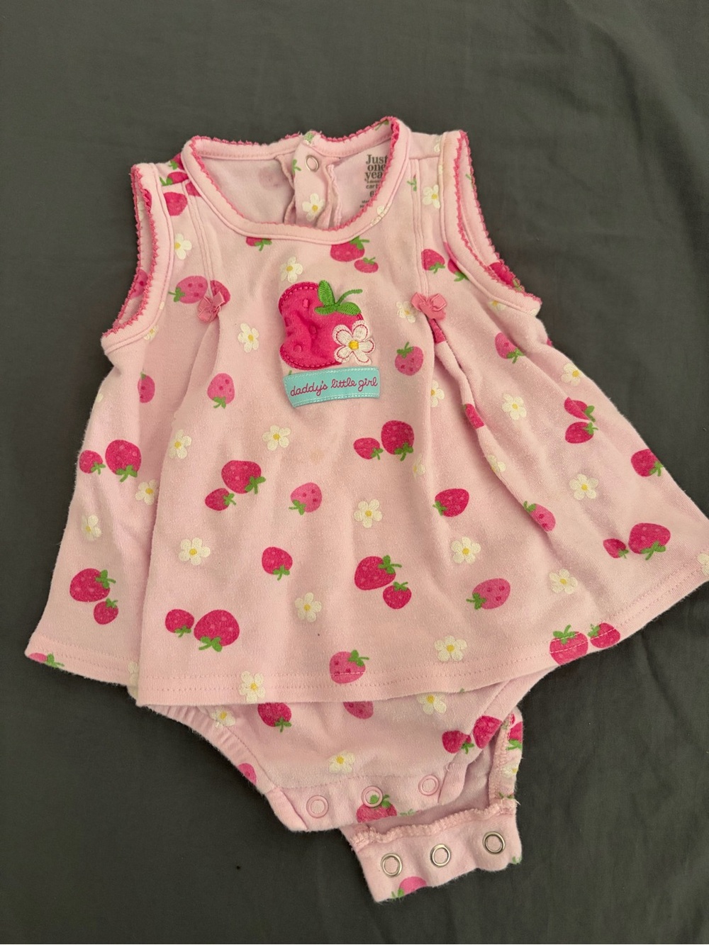 Carter's Pink Strawberry Print Sleeveless Dress Bodysuit